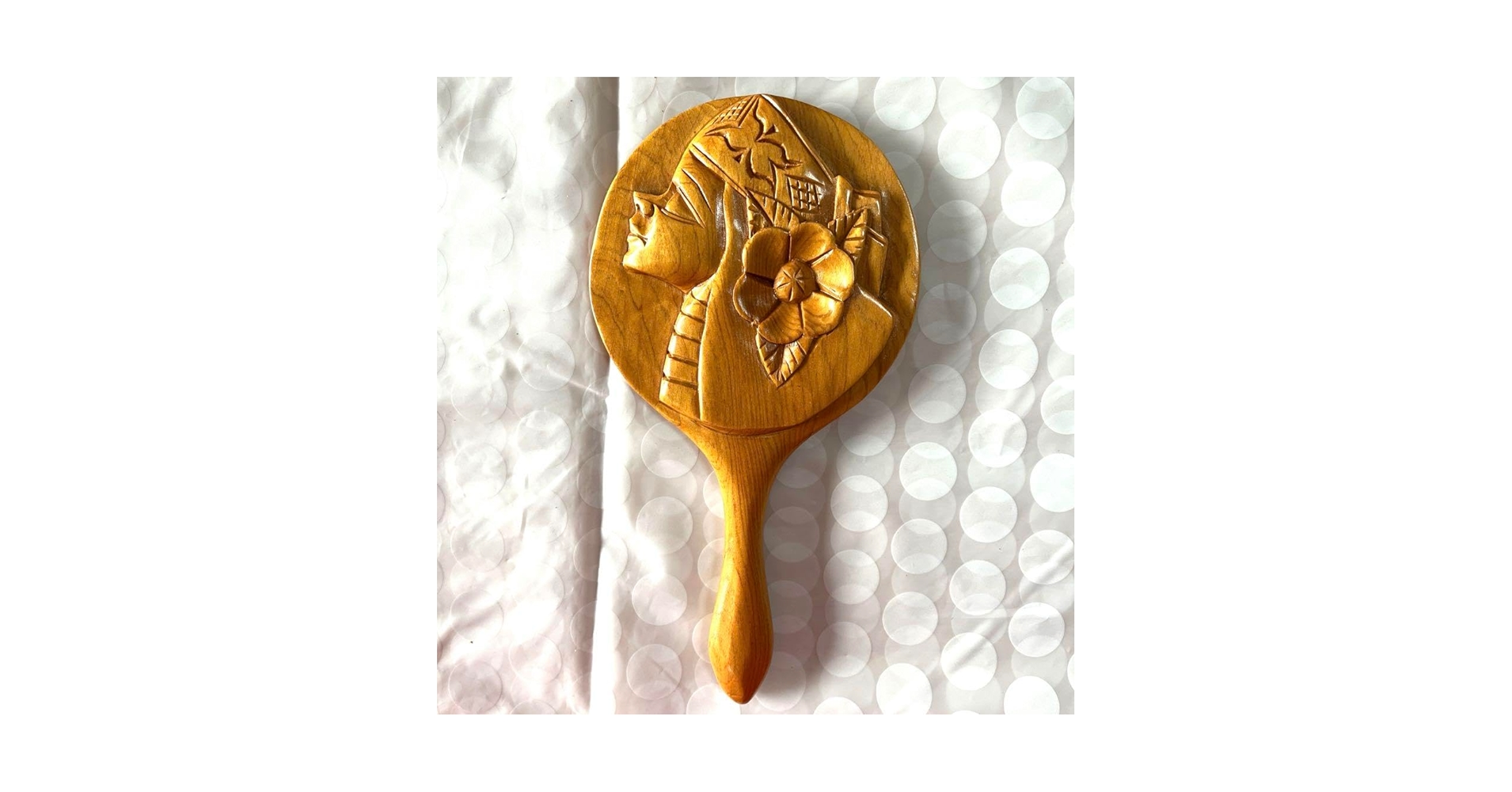 ※最終値下げ※【新品・未使用】手鏡　木彫　木彫り　アイヌ　阿寒湖　民芸品　作家 最終値下げ※【新品・未使用】手鏡 木彫 木彫り アイヌ 阿寒湖